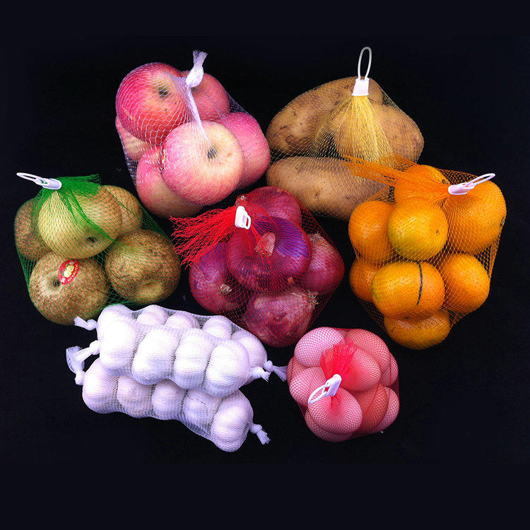 Pembungkusan Sayur-sayuran Buah PP Mesh Leno Beg Roll Plastik Pembungkusan Lembut Mesh Beg Jaring Tiub Untuk Makanan